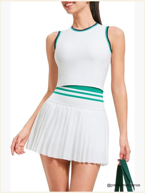 Dresses & Skirts - Two Piece Tennis Skirt Set High Waisted Pleated Athletic Golf Skirt with Pockets